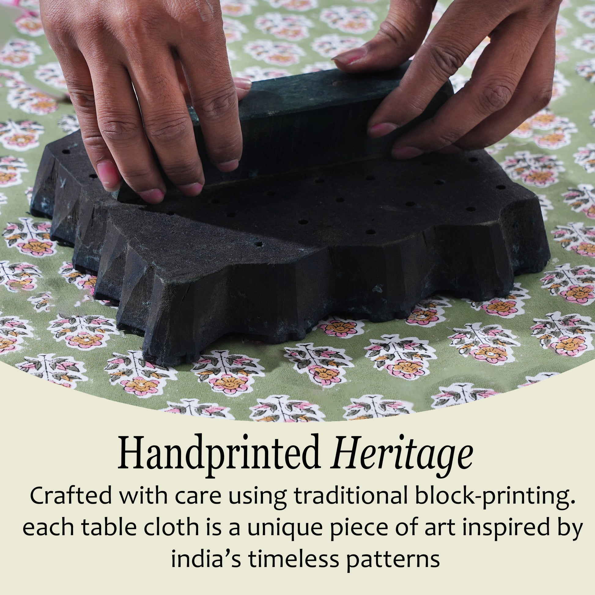 Jade Green Cotton Tablecloth on Family Dinner Table