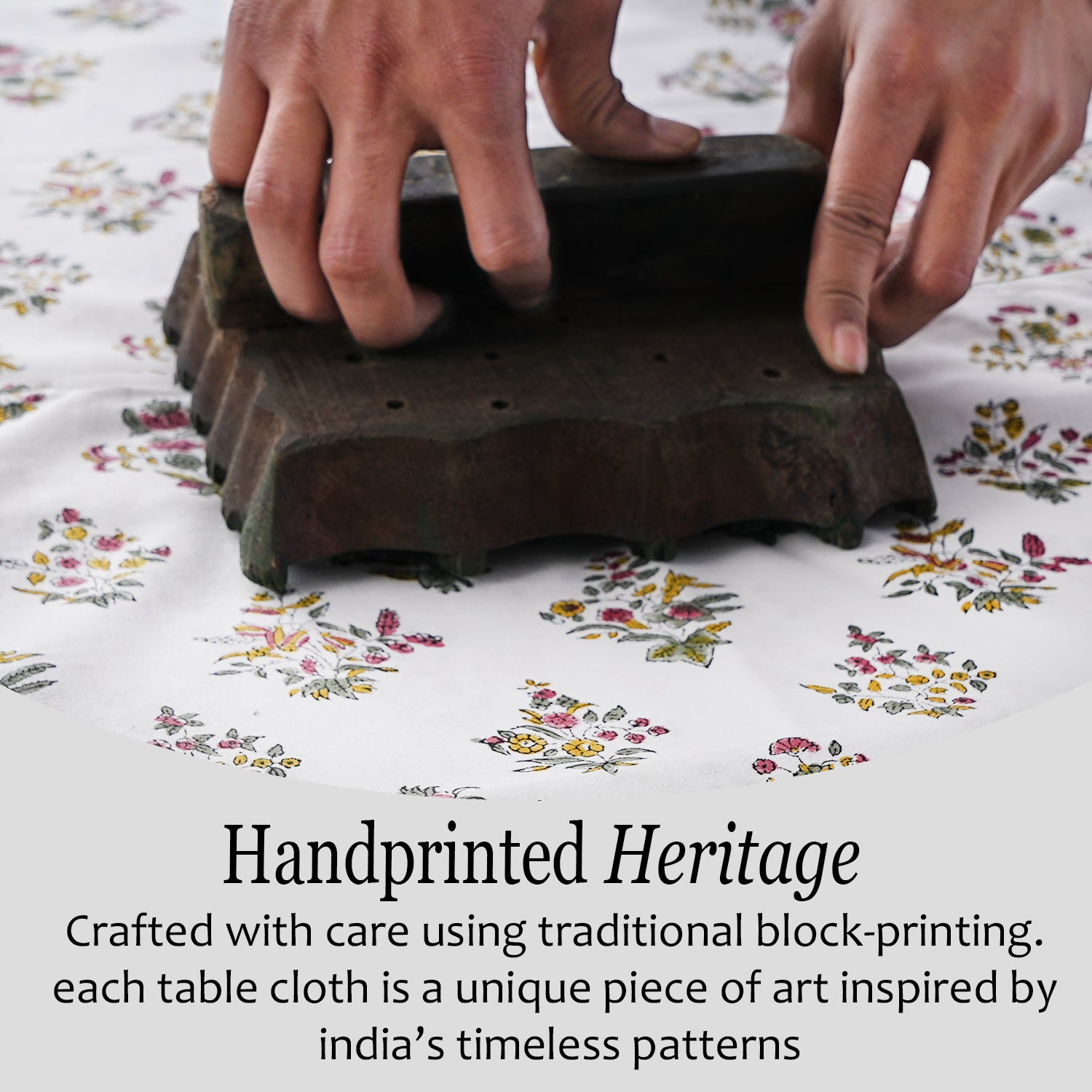white and green 100% floral tablecloth