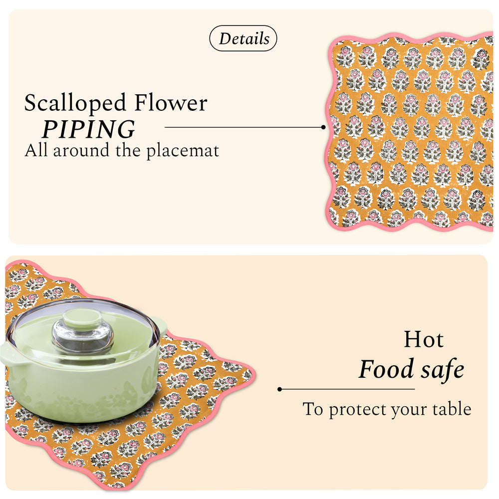 Rectangle 100% Cotton Reversible Placemat Set – Yellow Citrine