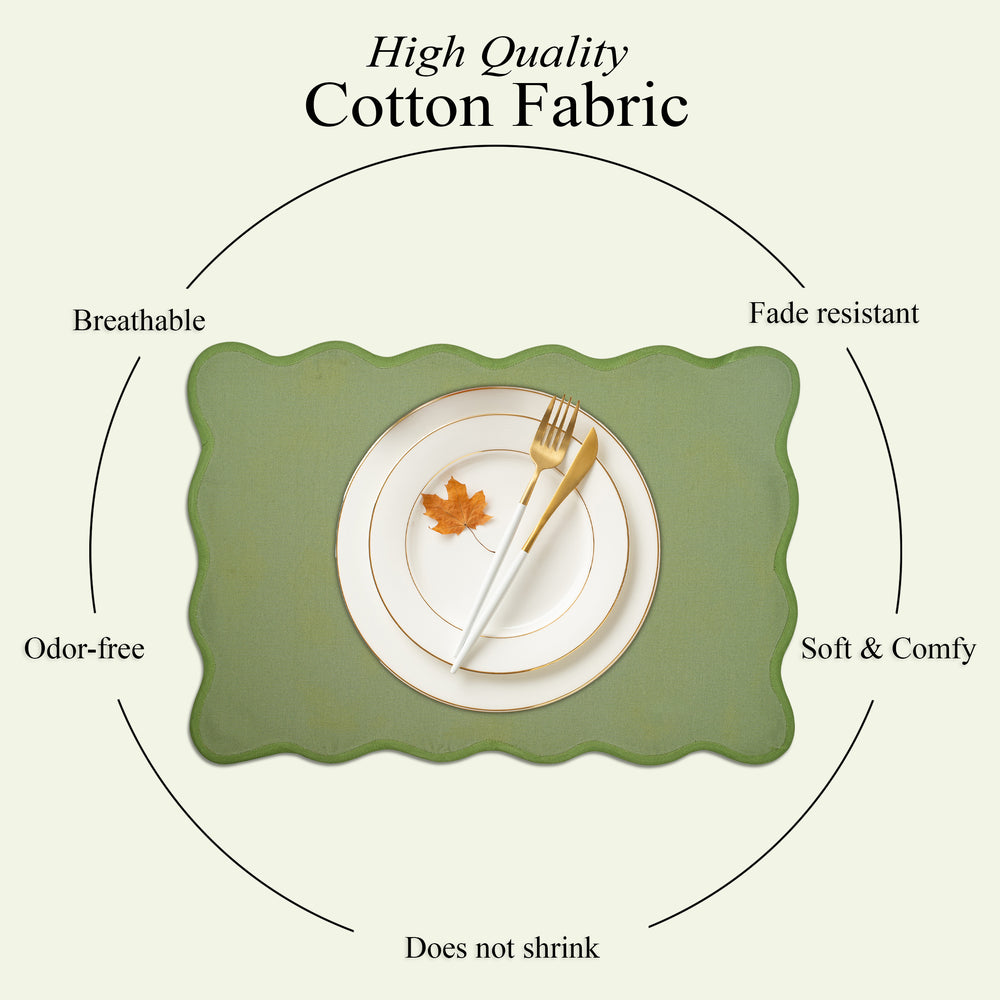 Rectangle 100% Cotton Reversible Placemat Set – Emerald Green