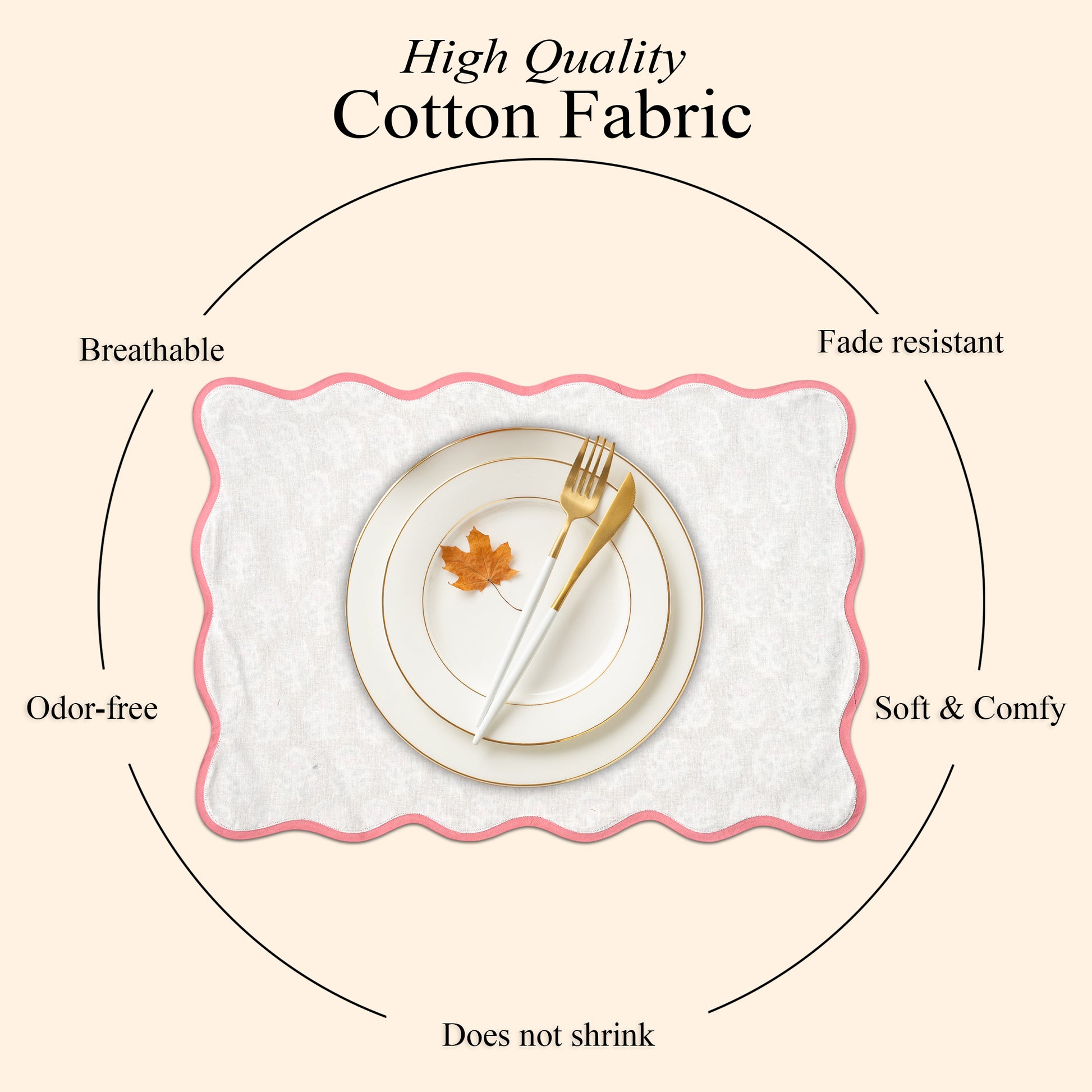 Rectangle 100% Cotton Reversible Placemat Set – Yellow Citrine