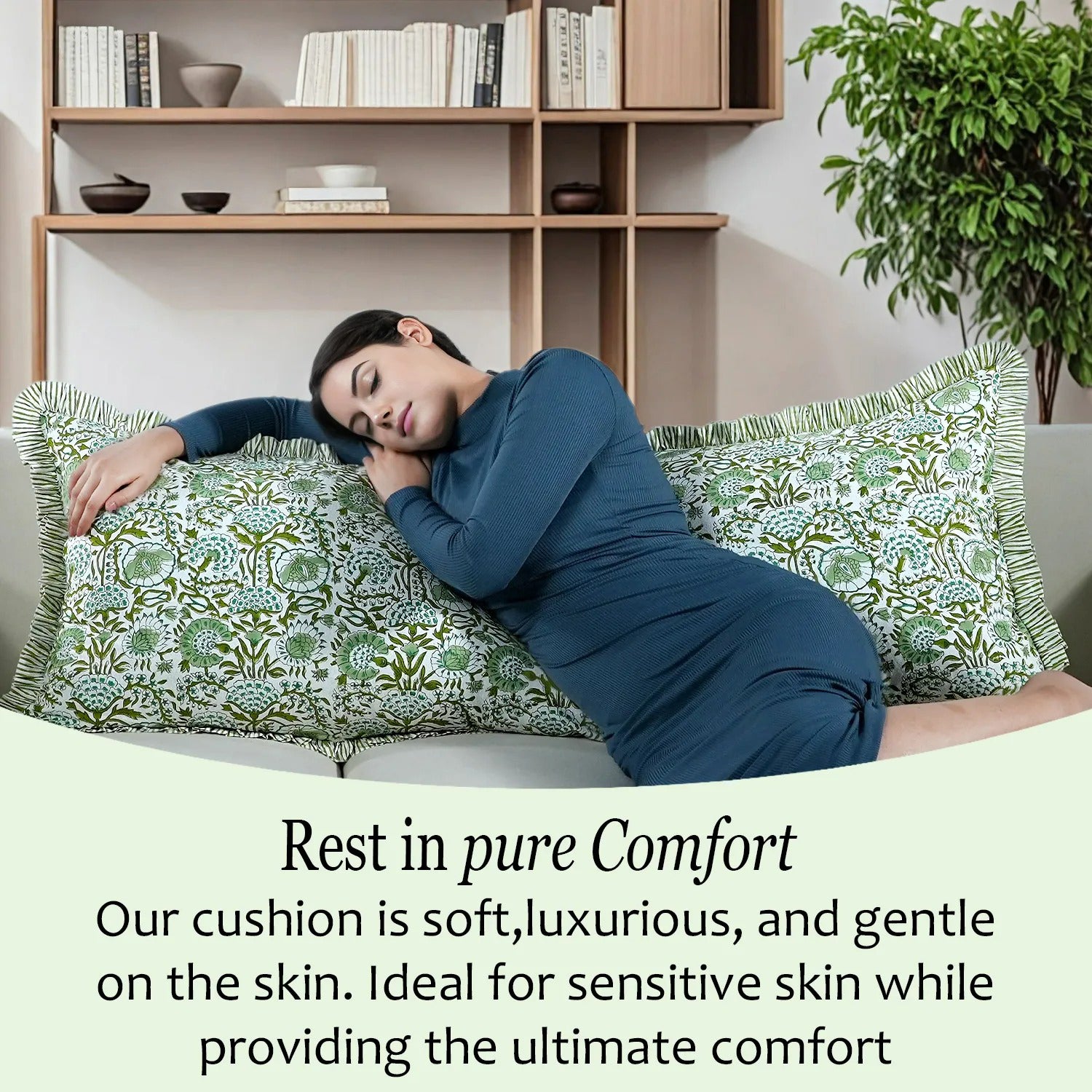 Cotton Ruffle Sham Cover - Agate Green