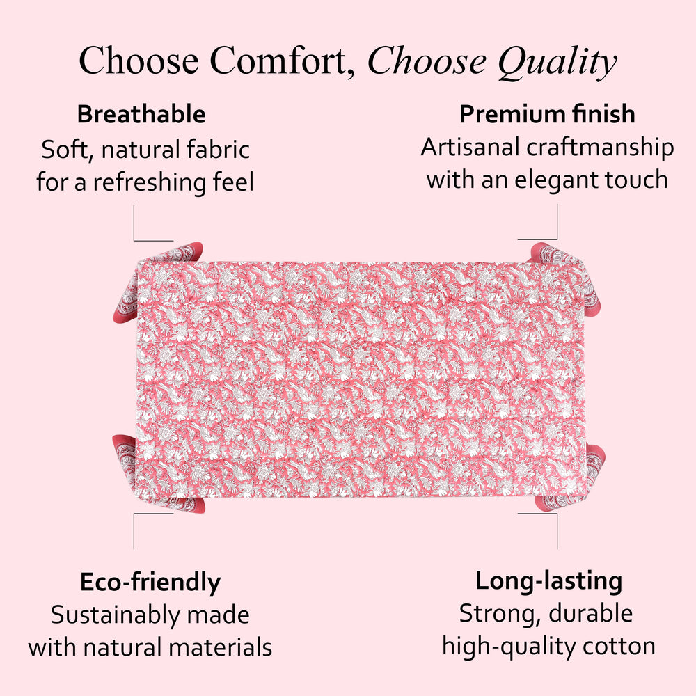 pink floral 100% cotton tablecloth