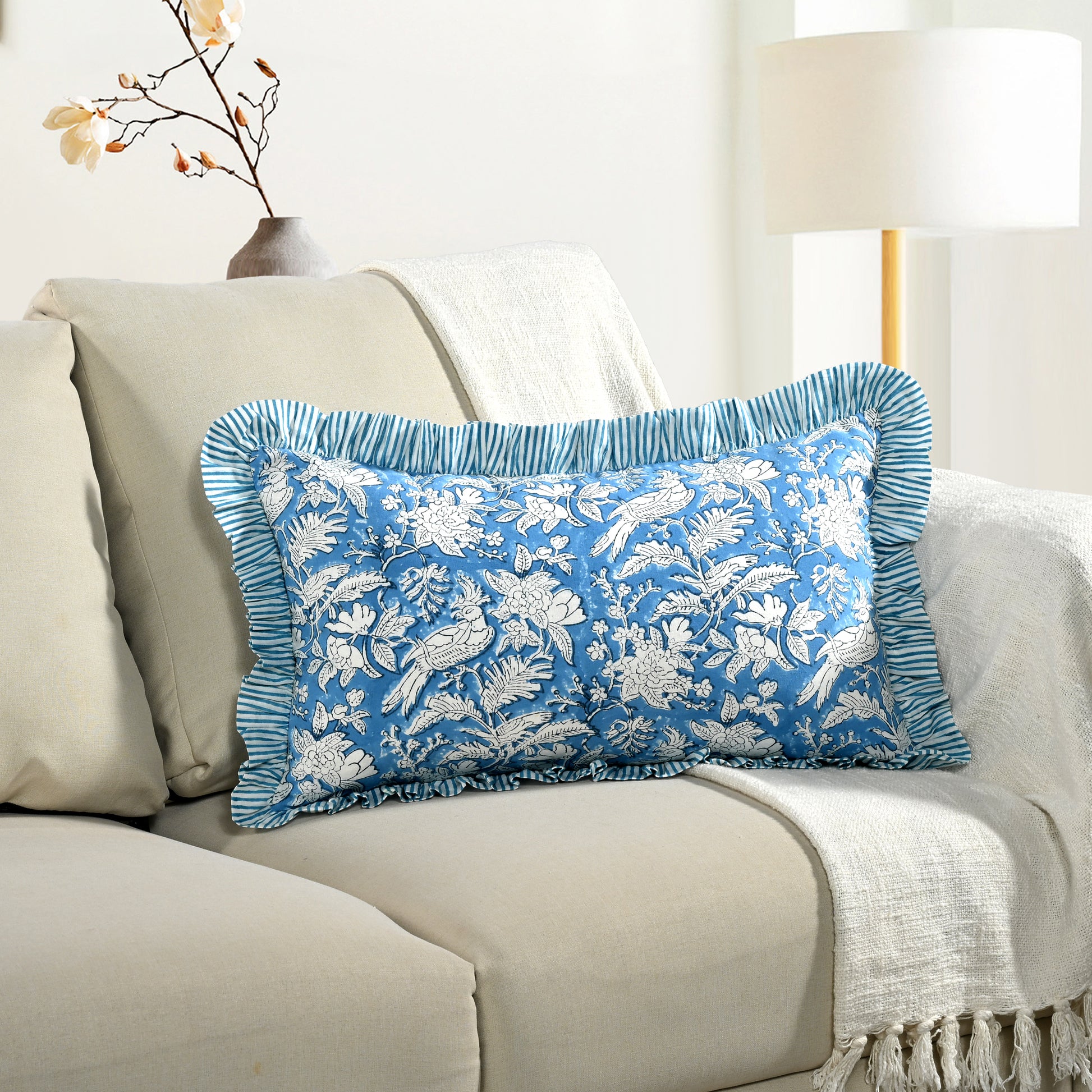 Ruffle Throw Pillow Covers - Blue Sapphire