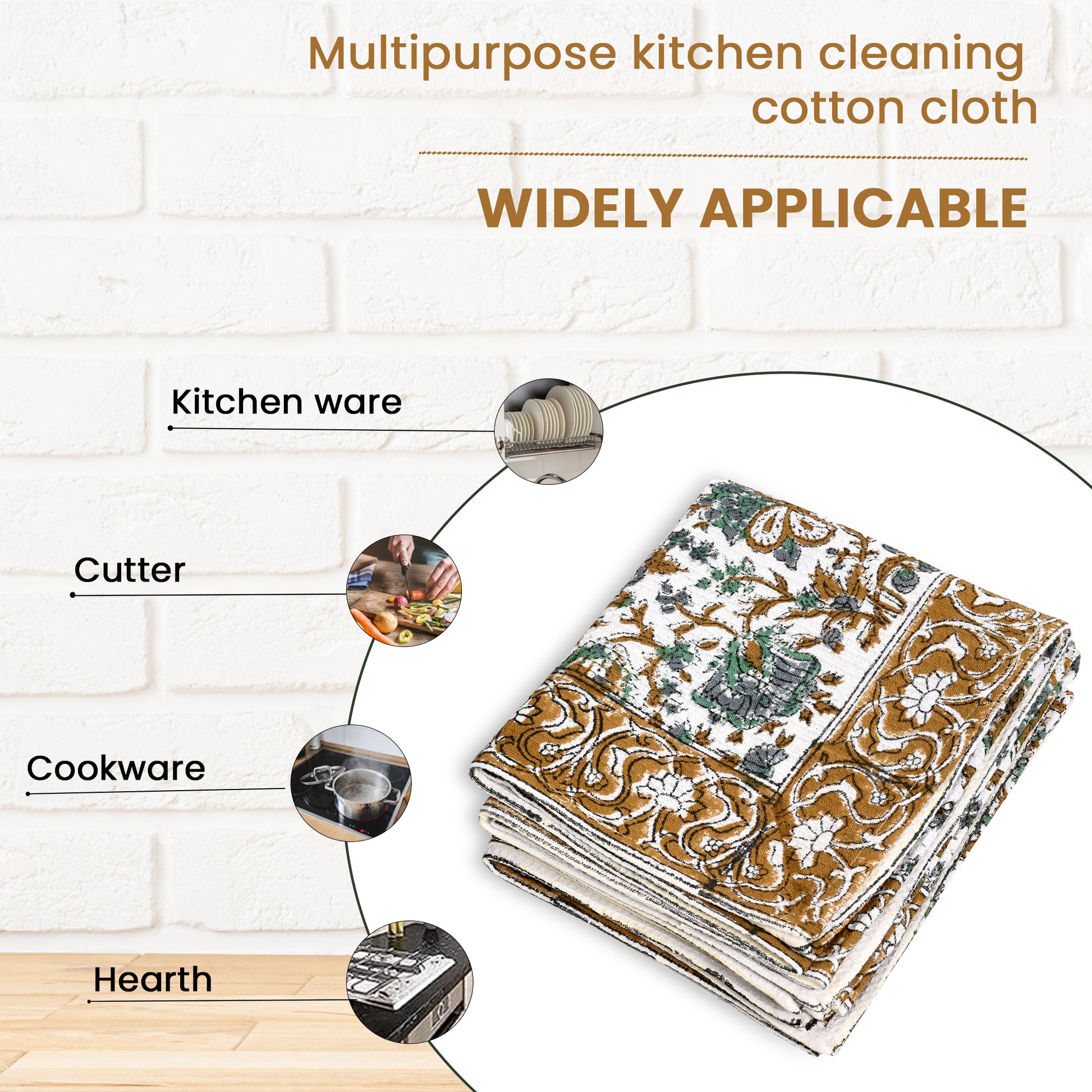 Hand Block Printed Waffle Kitchen Towels – Topaz Blue