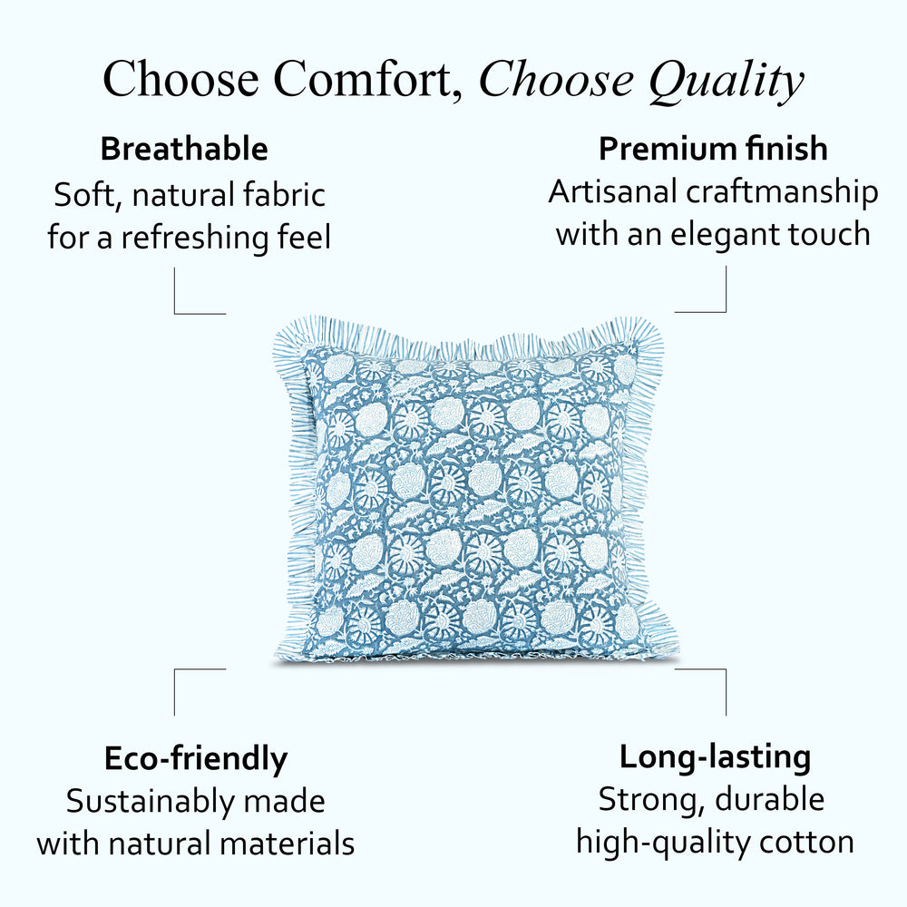 Ruffle Pillow Cover - Blue Meadow