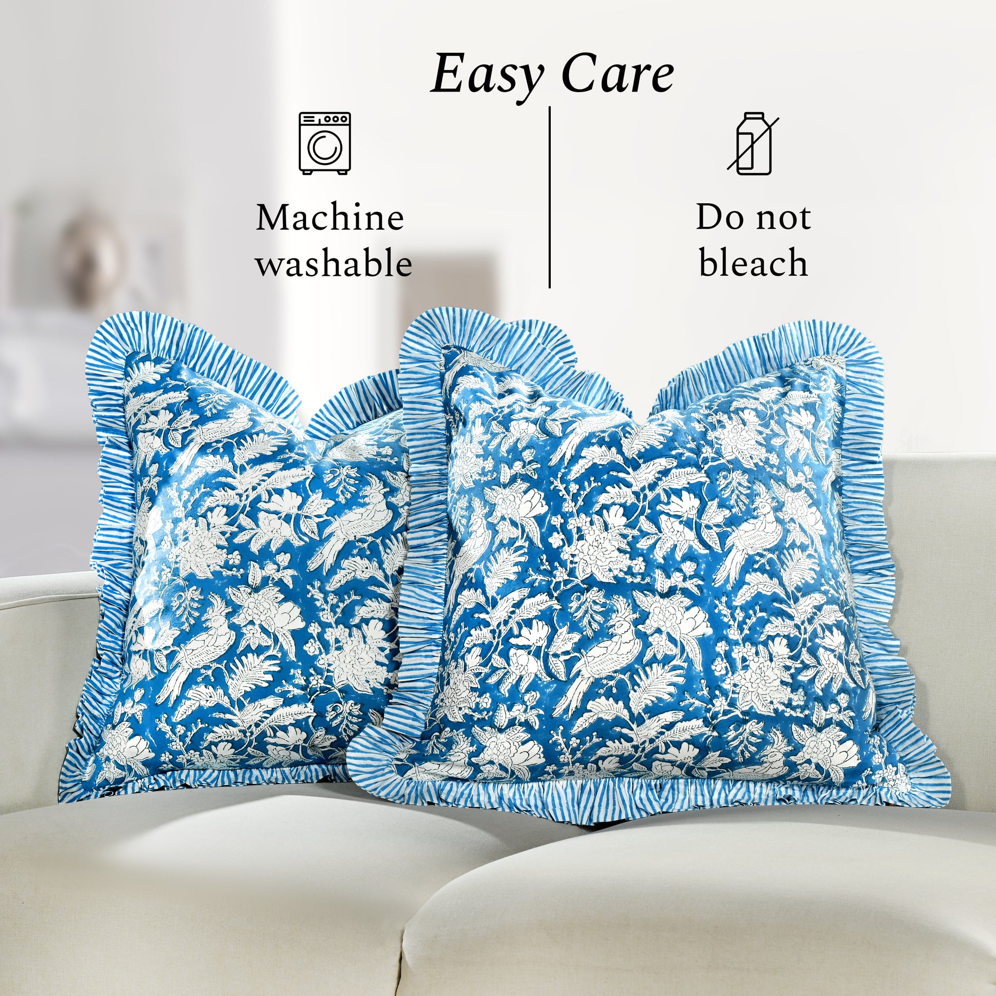 Ruffle Throw Pillow Covers - Blue Sapphire