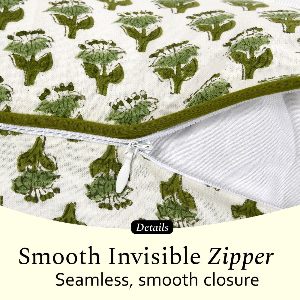 Cotton Piping Sham Cover - Emerald Green