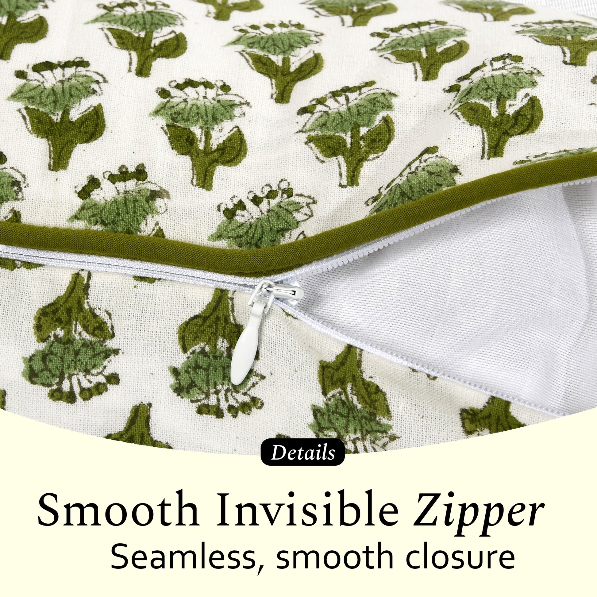 Cotton Piping Sham Cover - Emerald Green