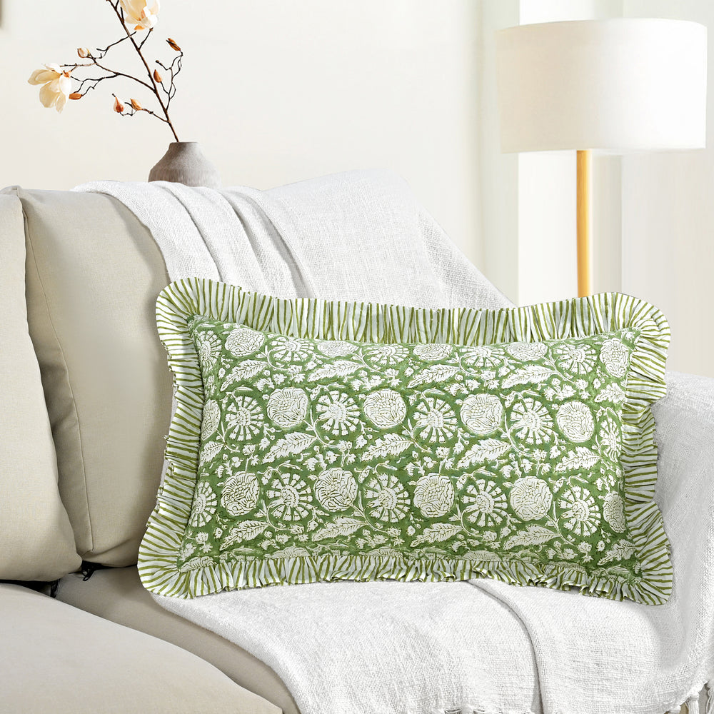 Ruffle Throw Pillow Covers -  Olive Bloom
