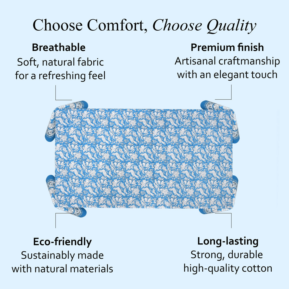 Cotton Block Print Tablecloth – Blue Sapphire