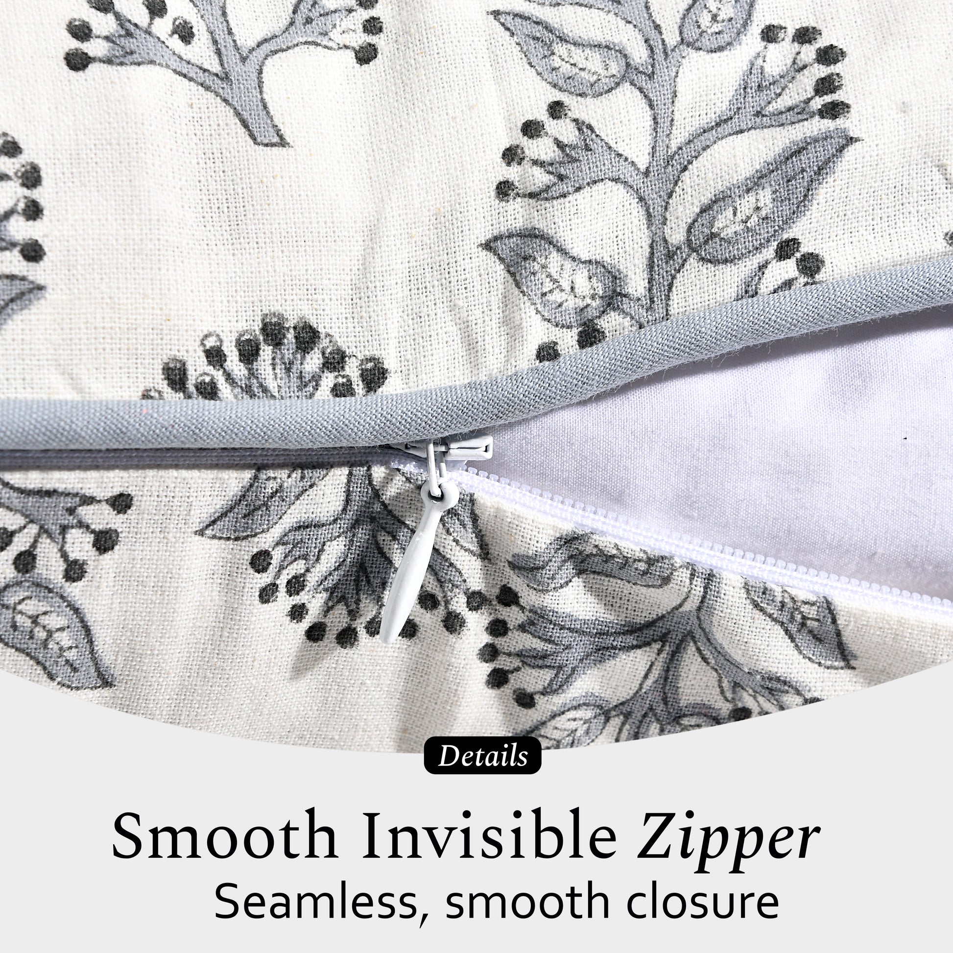 Piping Throw Pillow Covers - Misty Grey Floral (Set of 2)