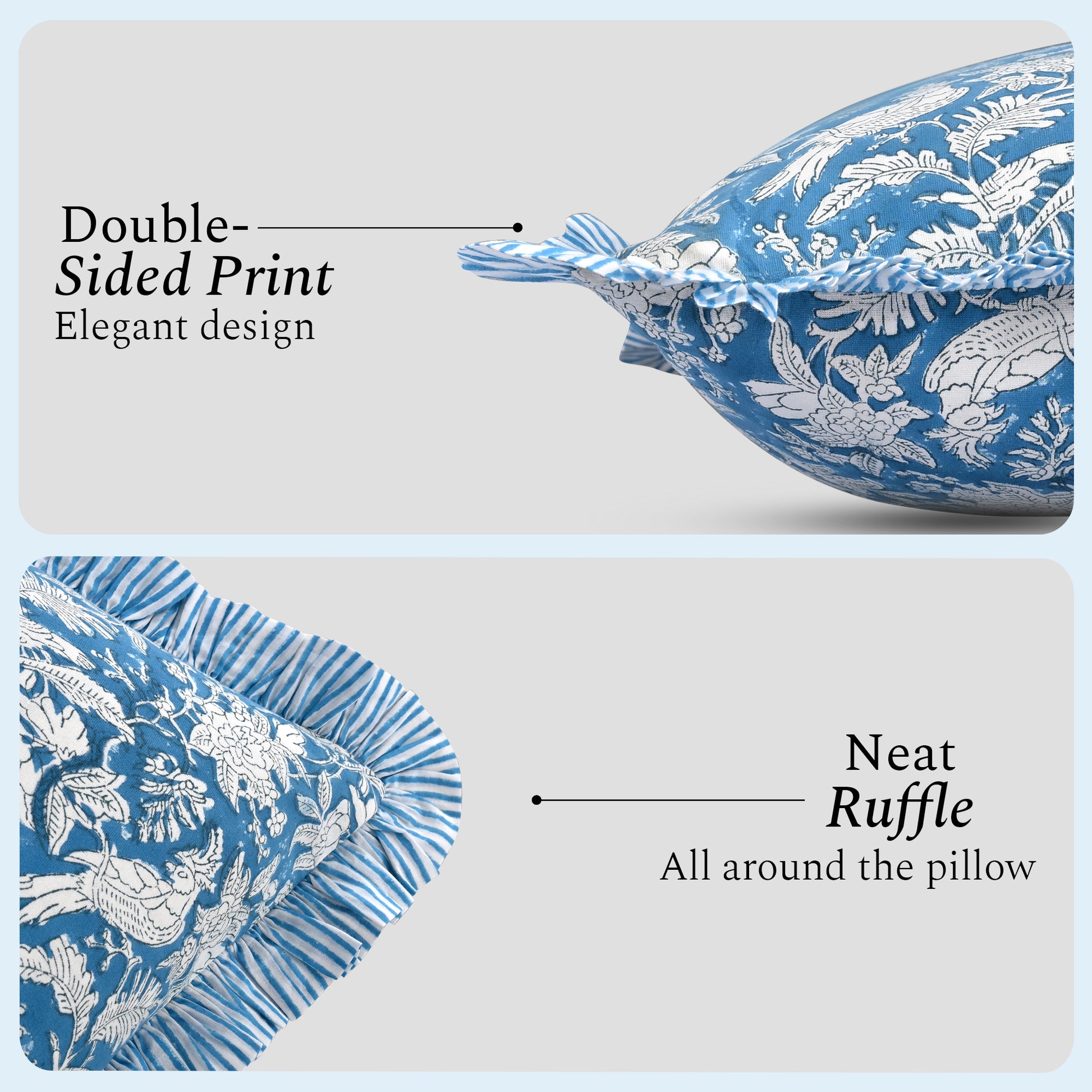 Ruffle Throw Pillow Covers - Blue Sapphire