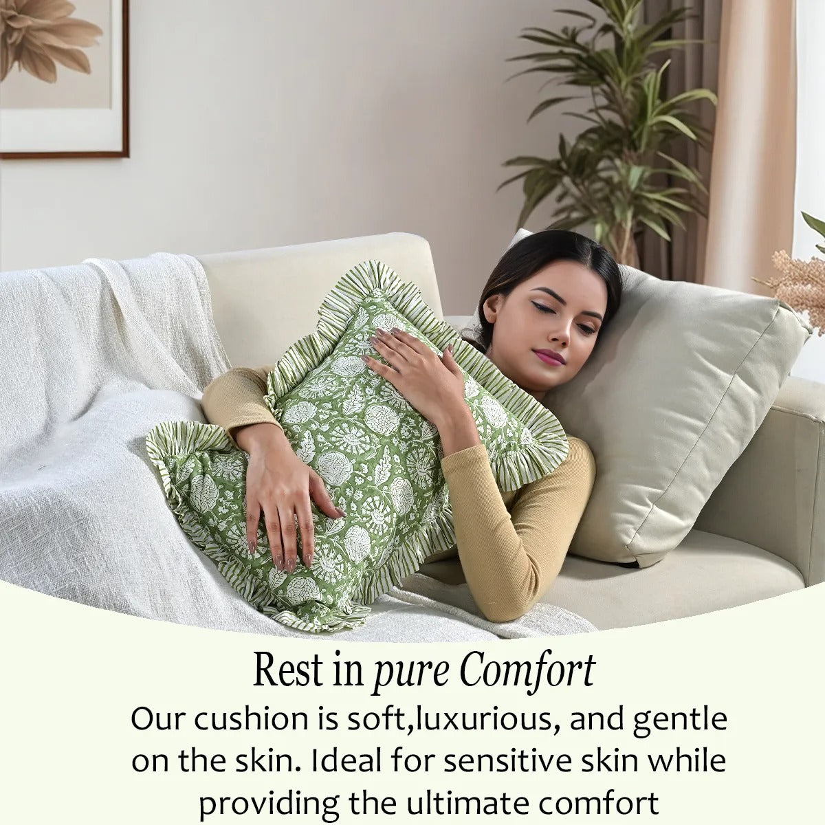 Ruffle Throw Pillow Covers -  Olive Bloom