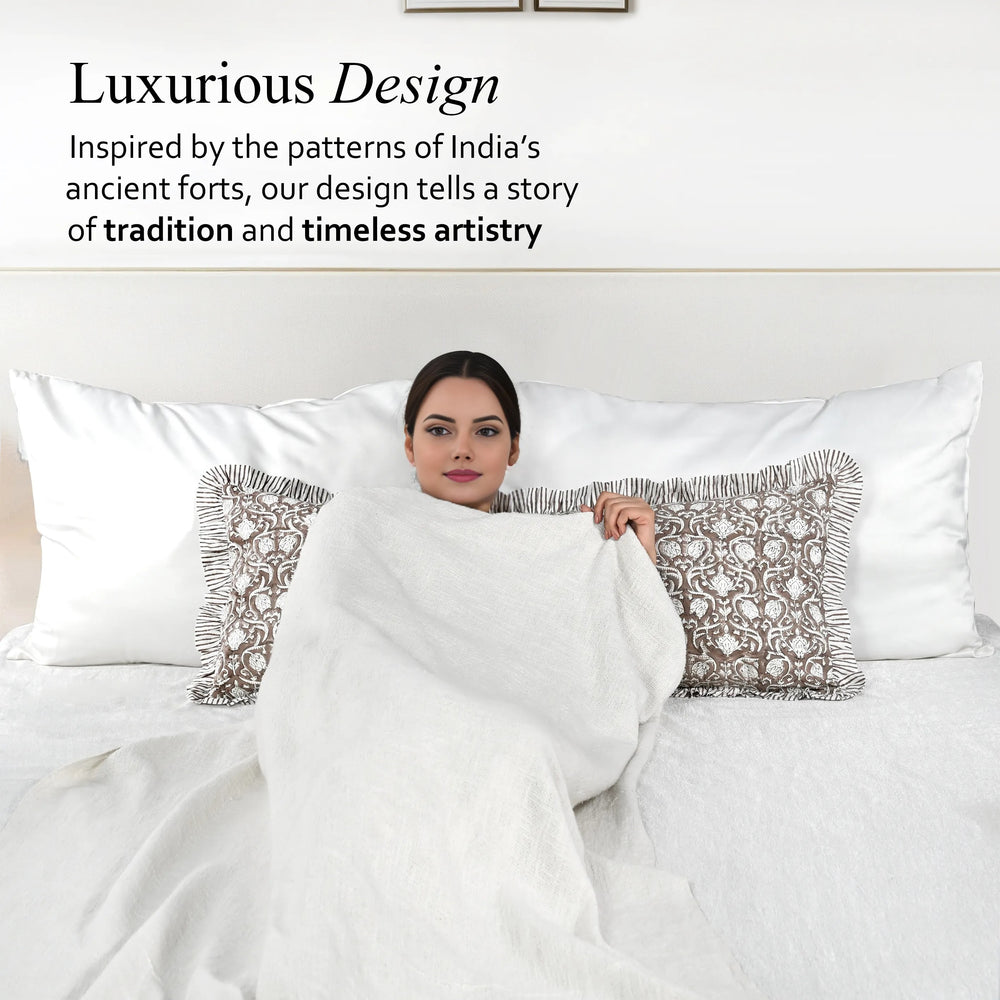 Cotton Ruffle Sham Cover - Mocha Regal
