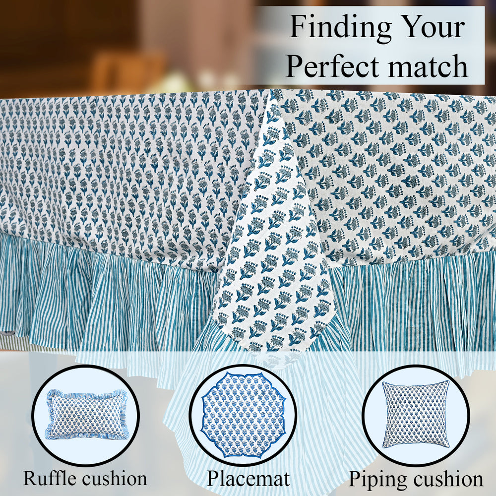 Ruffle Tablecloth - Apatite Blue