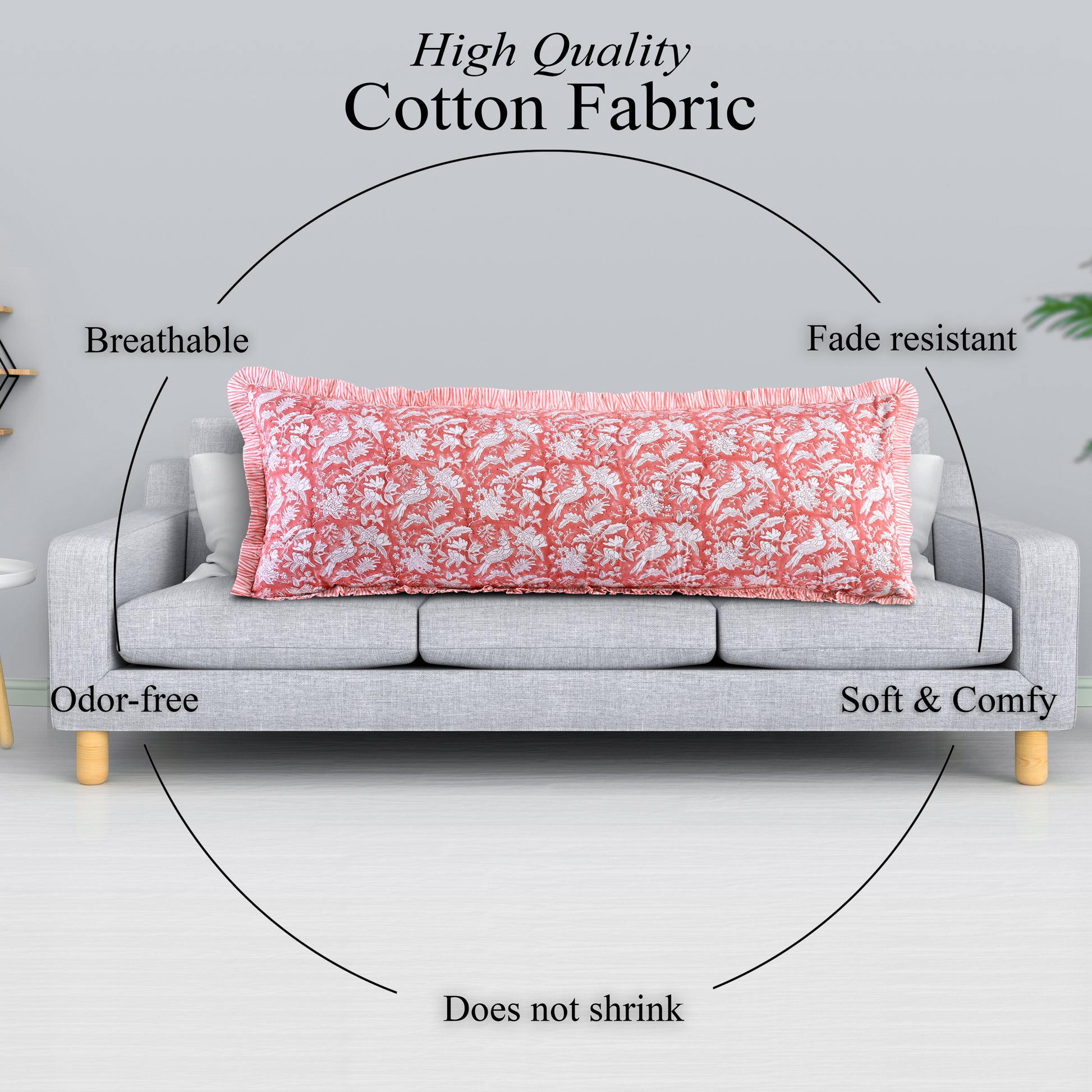 Cotton Ruffle Sham Cover - Coral Pink