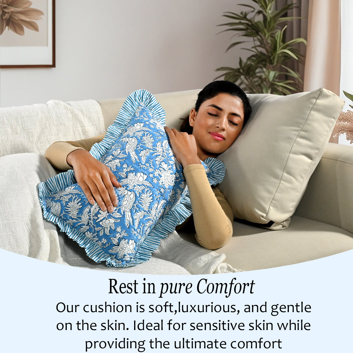 Ruffle Throw Pillow Covers - Blue Sapphire