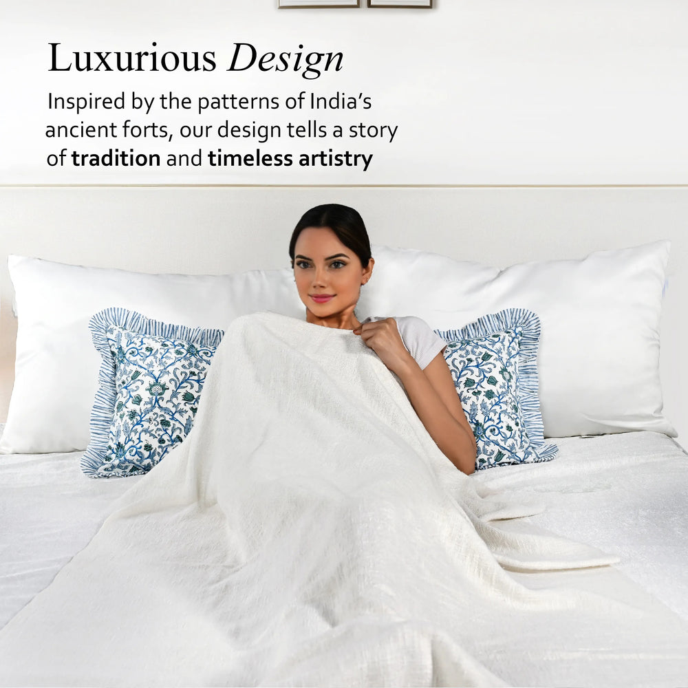 Cotton Ruffle Sham Cover - Ocean Vine