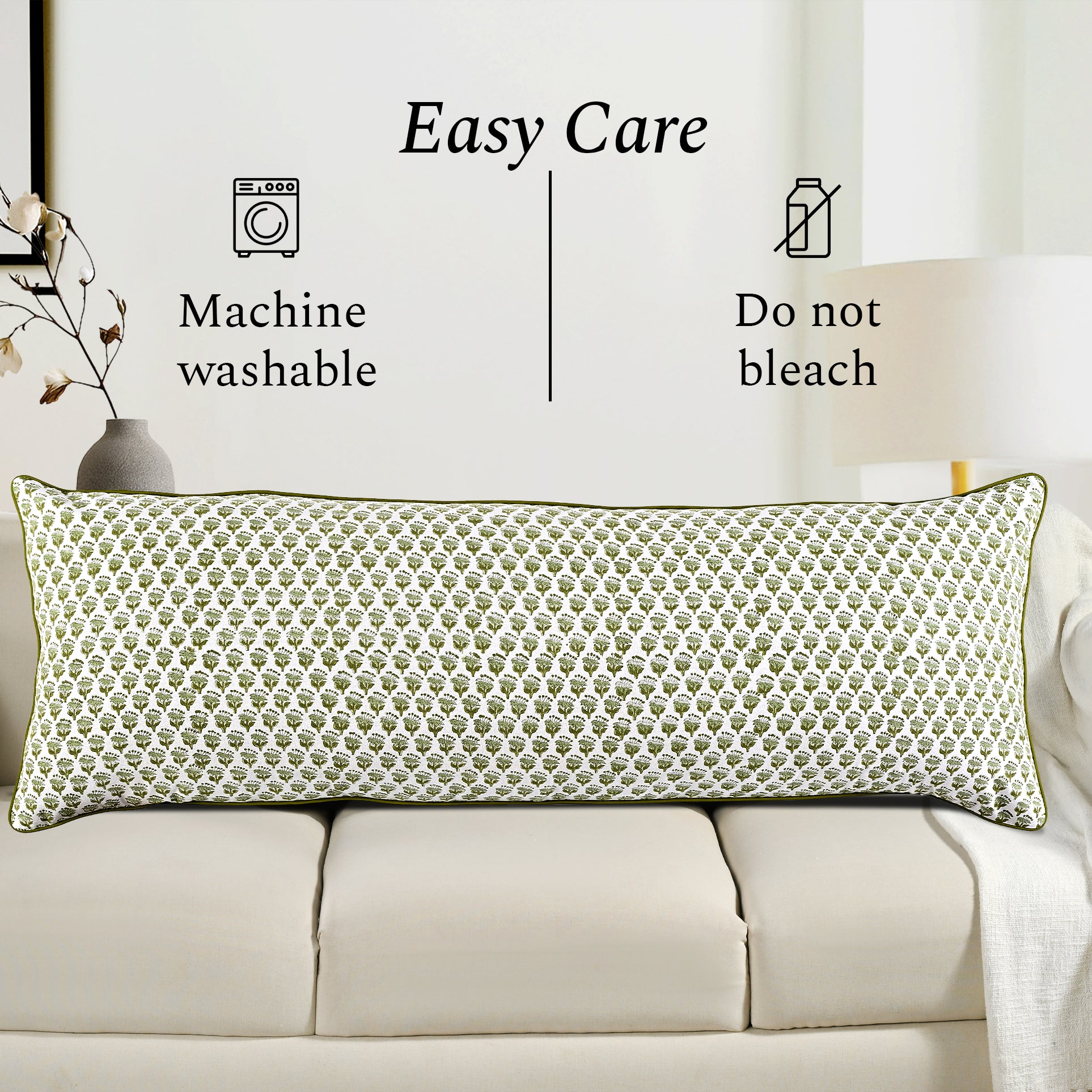 Cotton Piping Sham Cover - Emerald Green