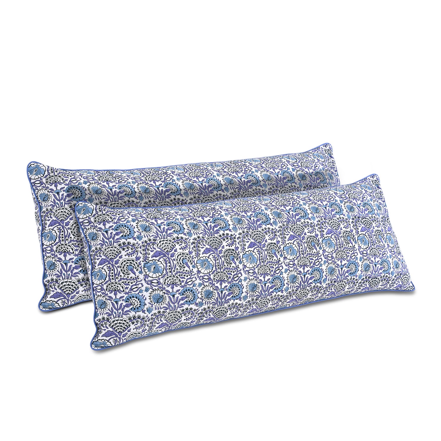 Cotton Piping Sham Cover - Aqua Blue