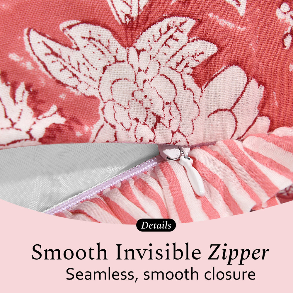 Cotton Ruffle Sham Cover - Coral Pink