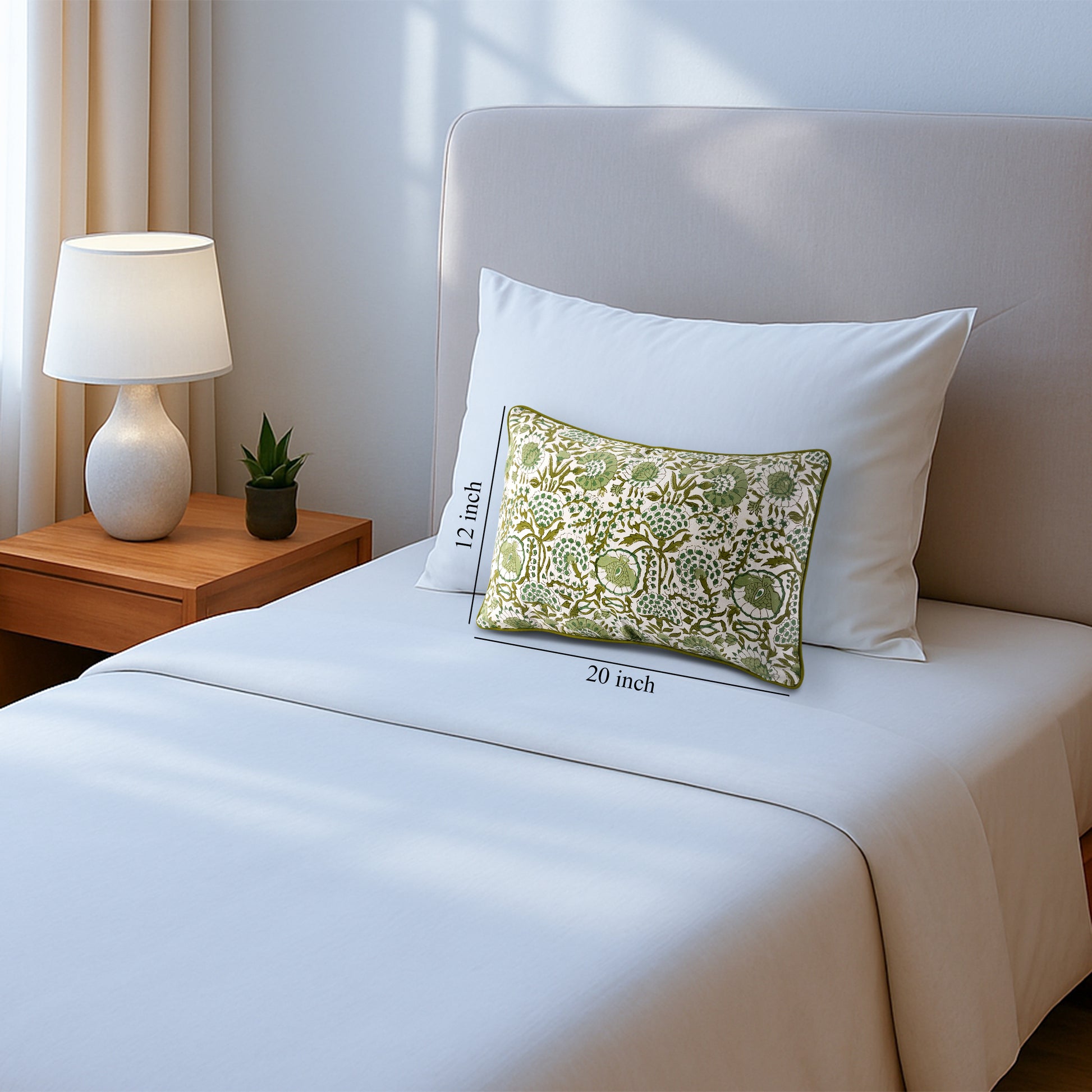 Piping Throw Pillow Covers - Agate Green