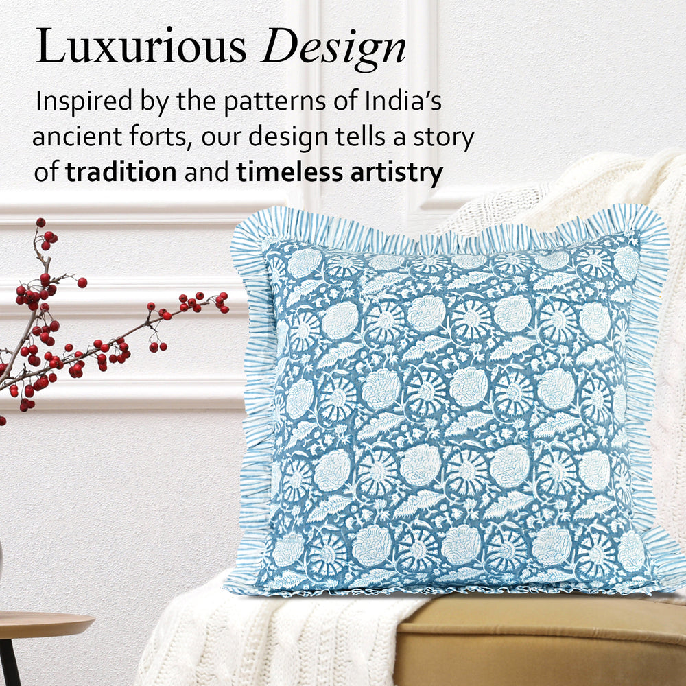 Ruffle Pillow Cover - Blue Meadow