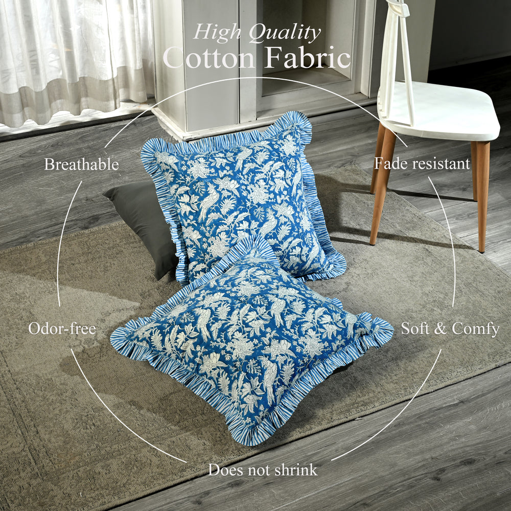 Ruffle Throw Pillow Covers - Blue Sapphire