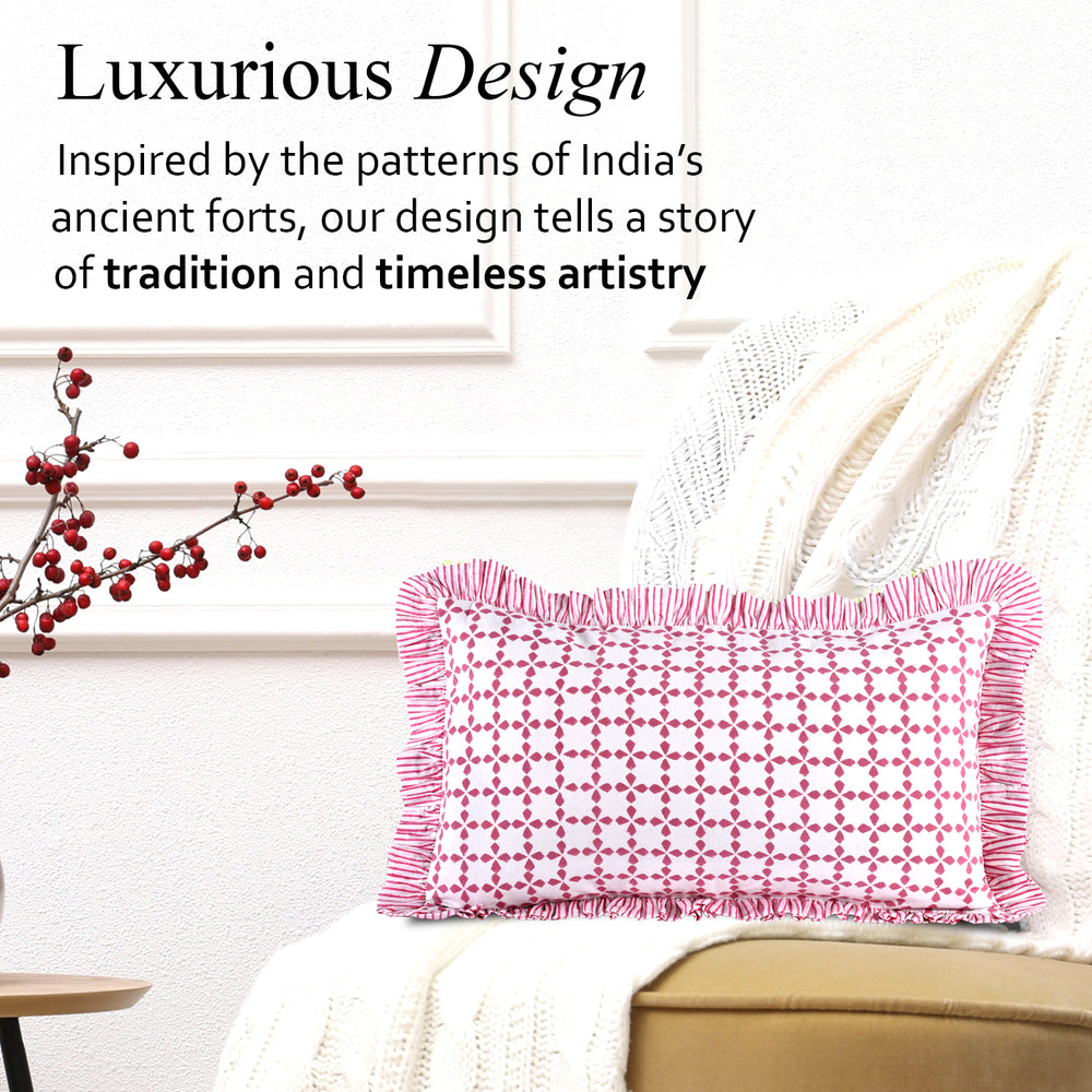 Cotton Ruffle Sham Cover - Magenta Pink