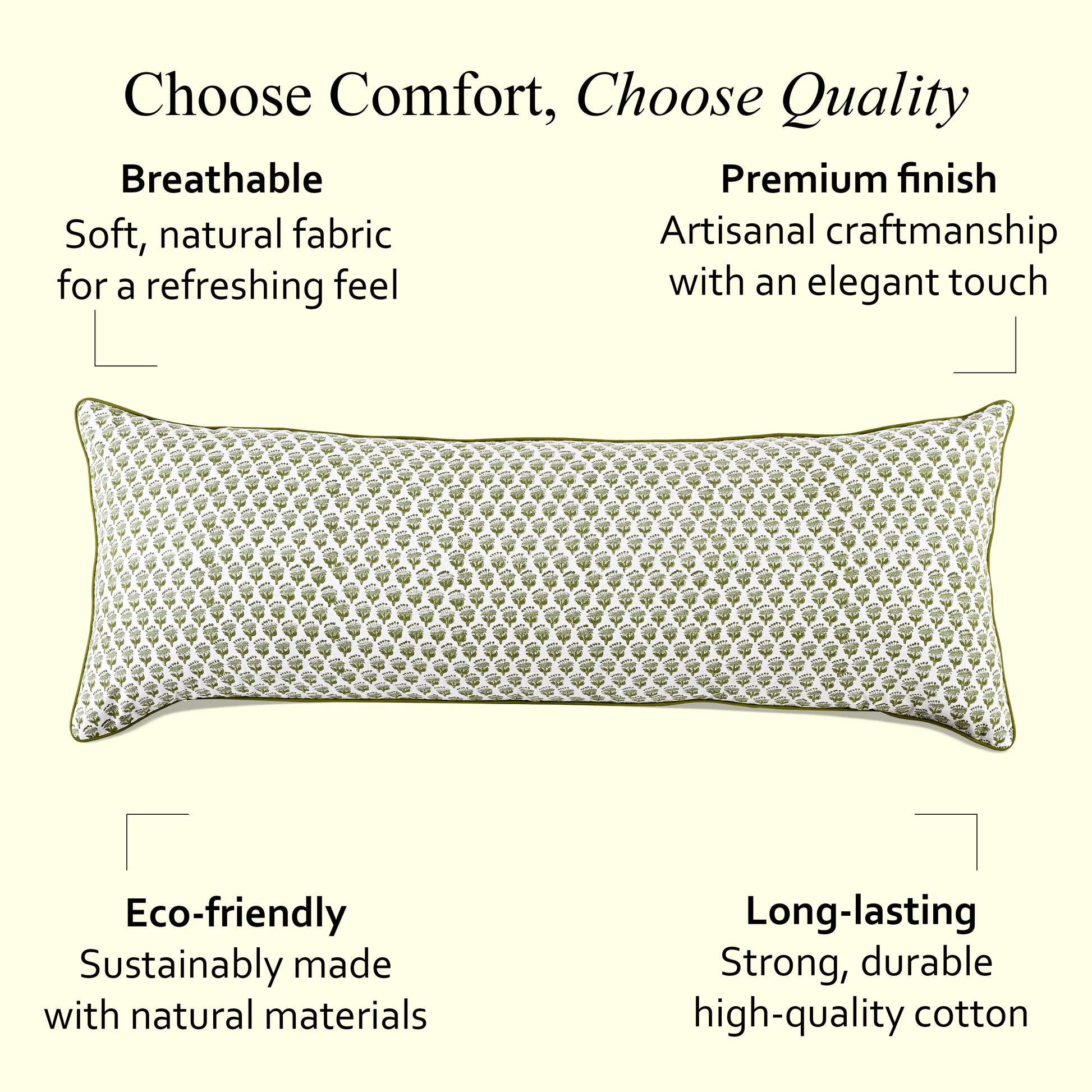 Cotton Piping Sham Cover - Emerald Green