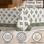white and green 100% floral tablecloth