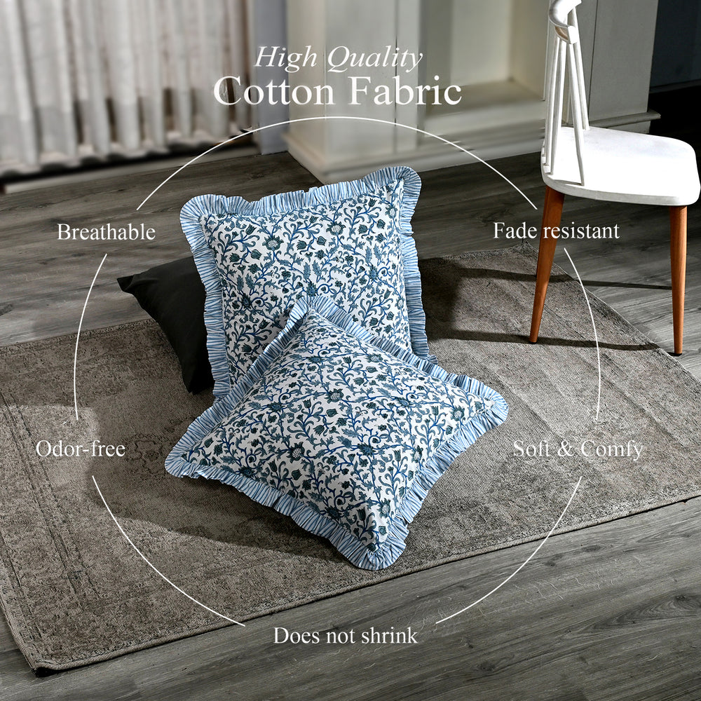 Ruffle Throw Pillow Cover -  Ocean Vine