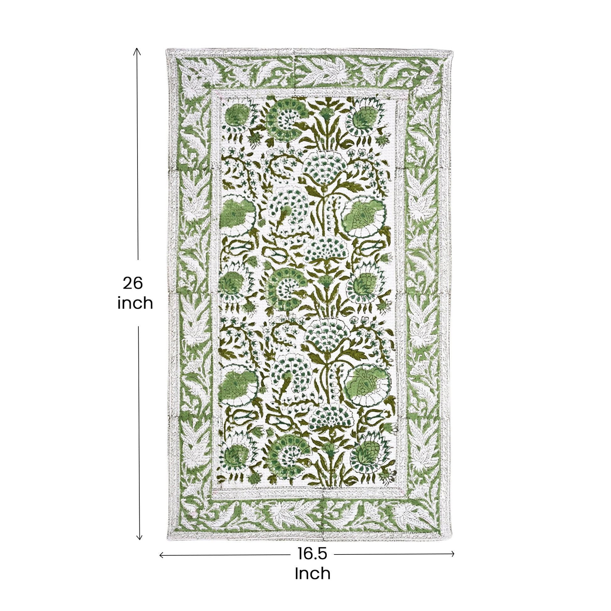 Hand Block Printed Waffle Kitchen Towels – Agate Green