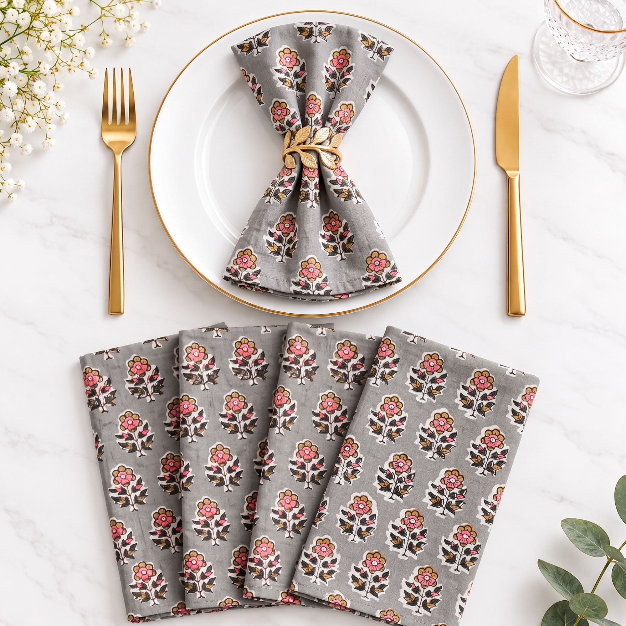 Cotton Cloth Napkins - Labra Gray