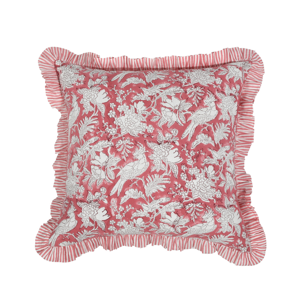 Ruffle Throw Pillow Covers -  Coral Pink