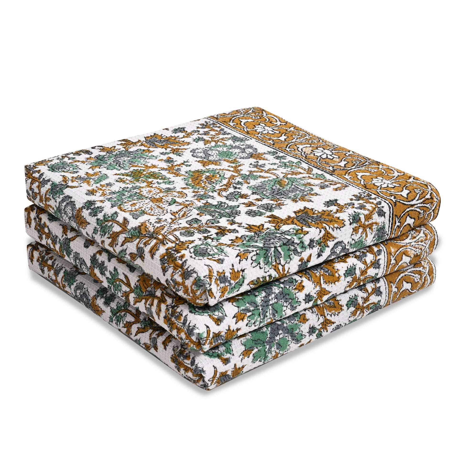 Hand Block Printed Waffle Kitchen Towels – Topaz Blue