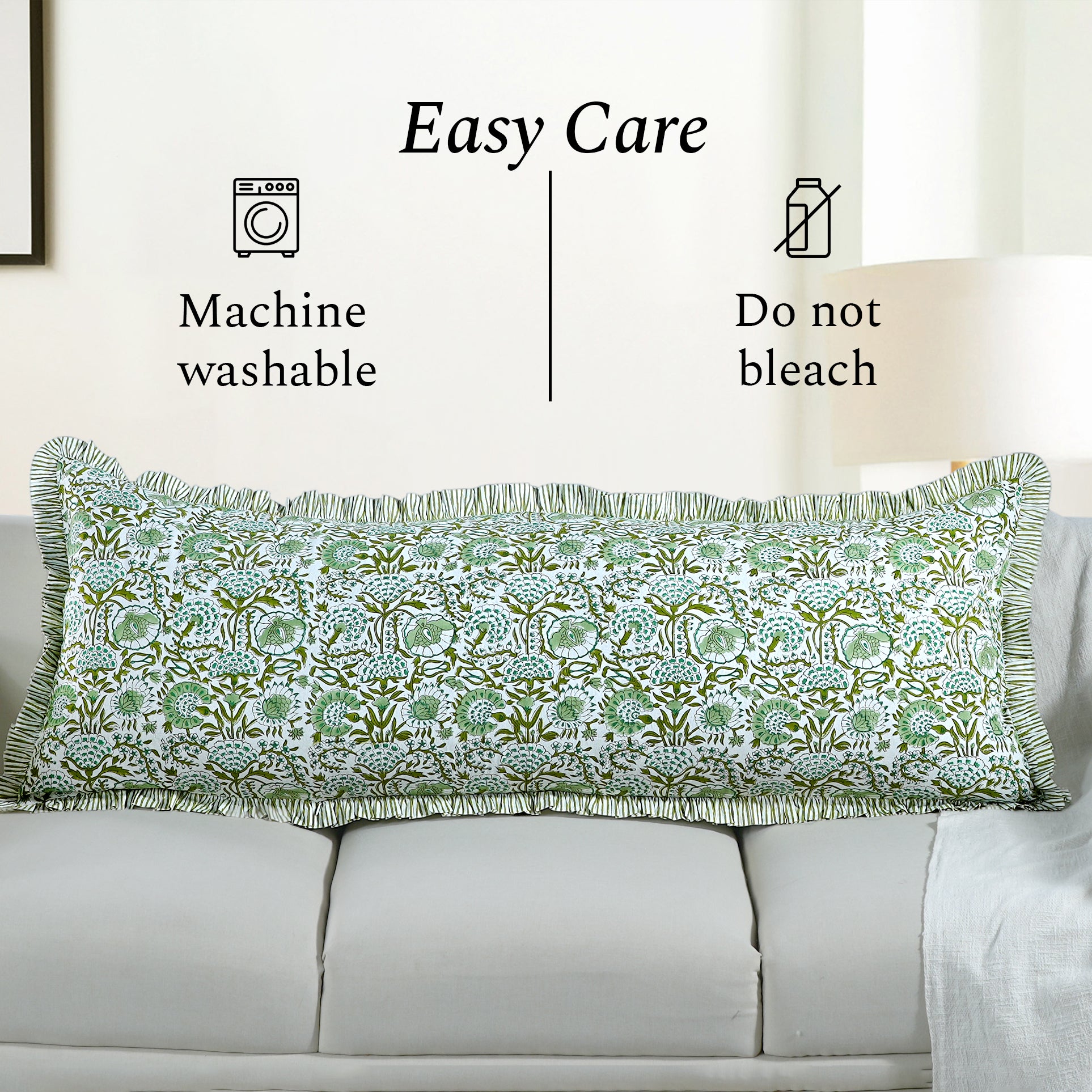 Cotton Ruffle Sham Cover - Agate Green