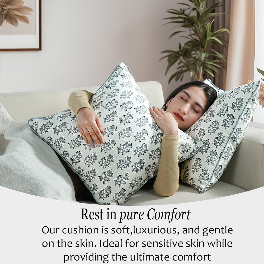Piping Throw Pillow Covers - Misty Grey Floral (Set of 2)