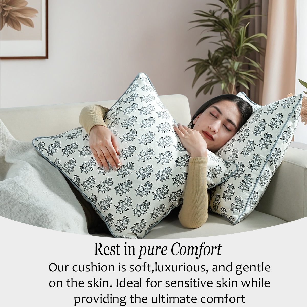 Piping Throw Pillow Covers - Misty Grey Floral (Set of 2)