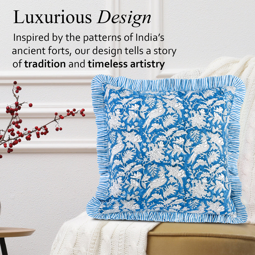 Ruffle Throw Pillow Covers - Blue Sapphire