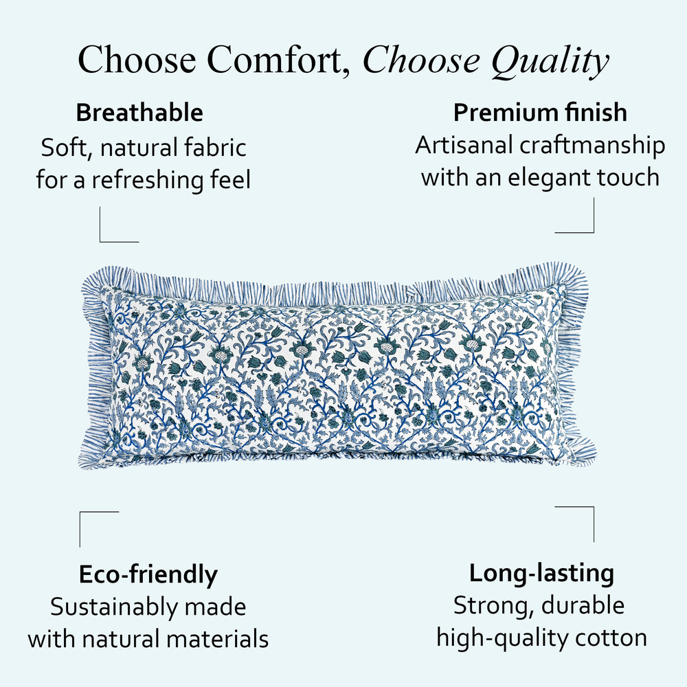 Cotton Ruffle Sham Cover - Ocean Vine