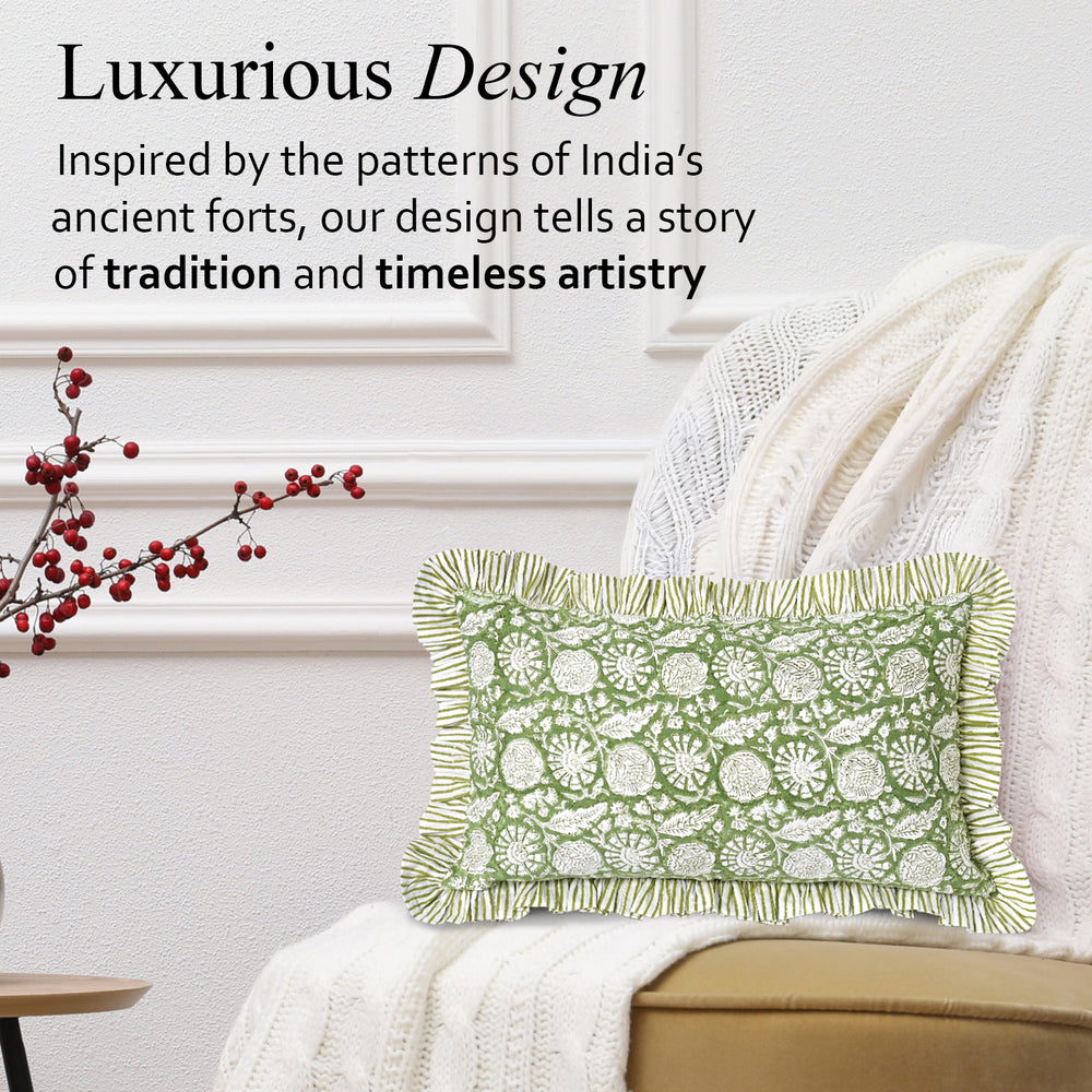Ruffle Throw Pillow Covers -  Olive Bloom