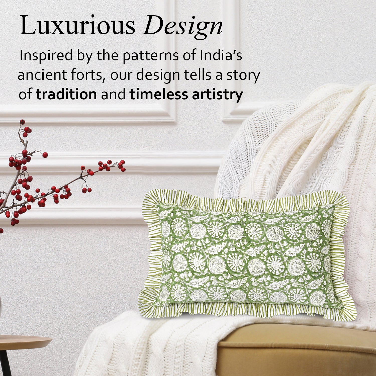 Ruffle Throw Pillow Covers -  Olive Bloom