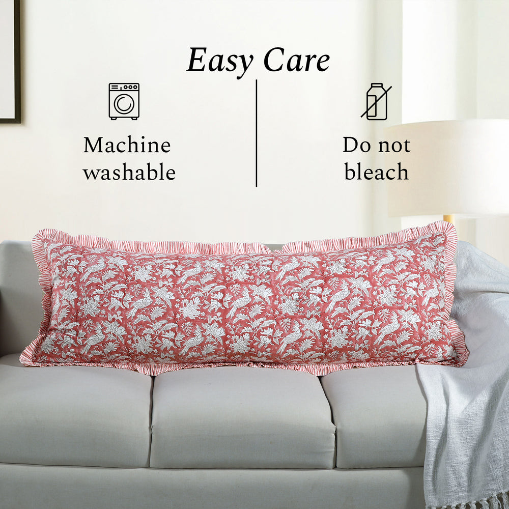 Cotton Ruffle Sham Cover - Coral Pink