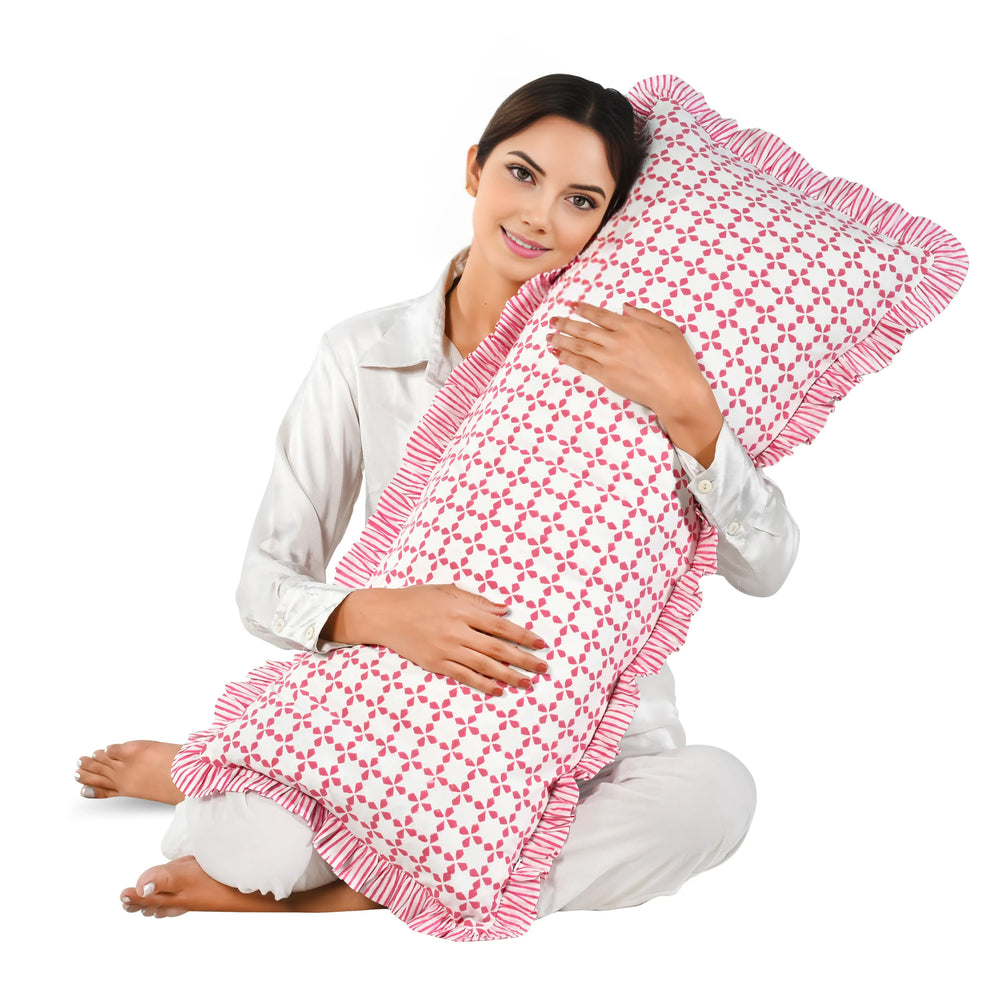 Cotton Ruffle Sham Cover - Magenta Pink