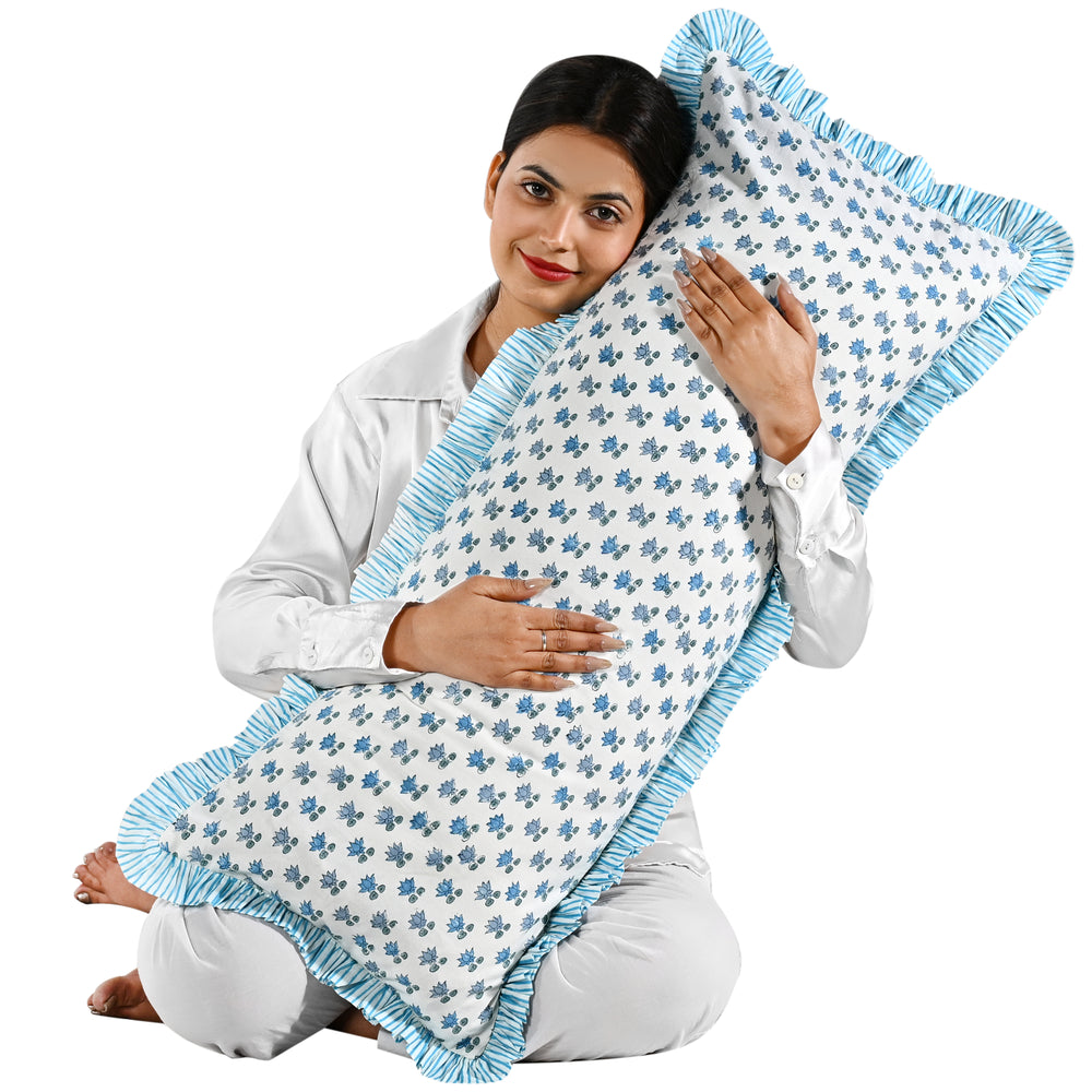 Cotton Ruffle Sham Cover - Arctic Blue