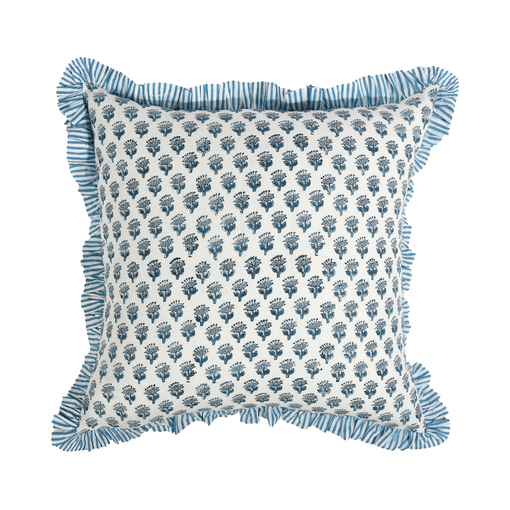 Ruffle Throw Pillow Covers -  Apatite Blue