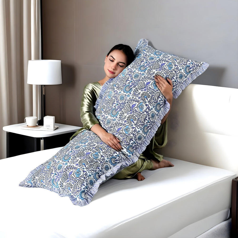 Cotton Piping Sham Cover - Aqua Blue