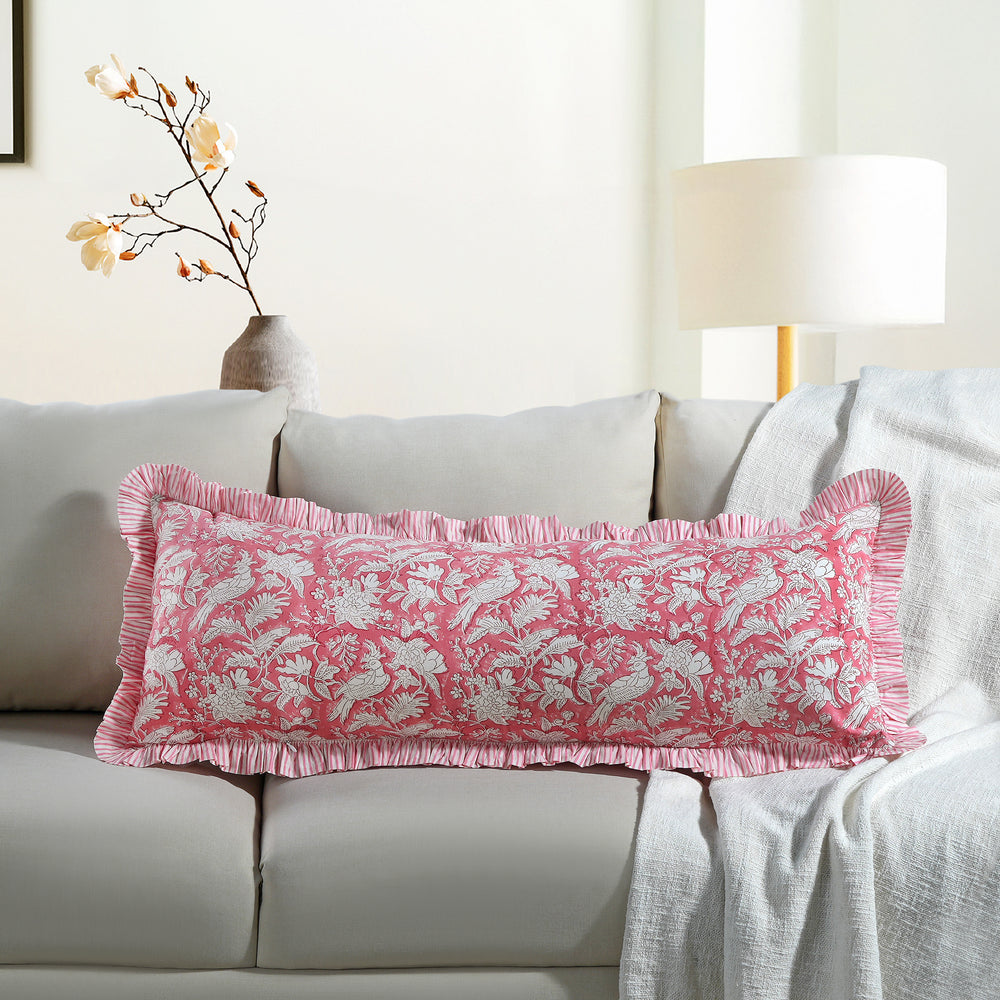 Cotton Ruffle Sham Cover - Coral Pink